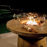 Elementi Lafite ronde gas vuurtafel statafel op terras gezellig avond buiten sfeer