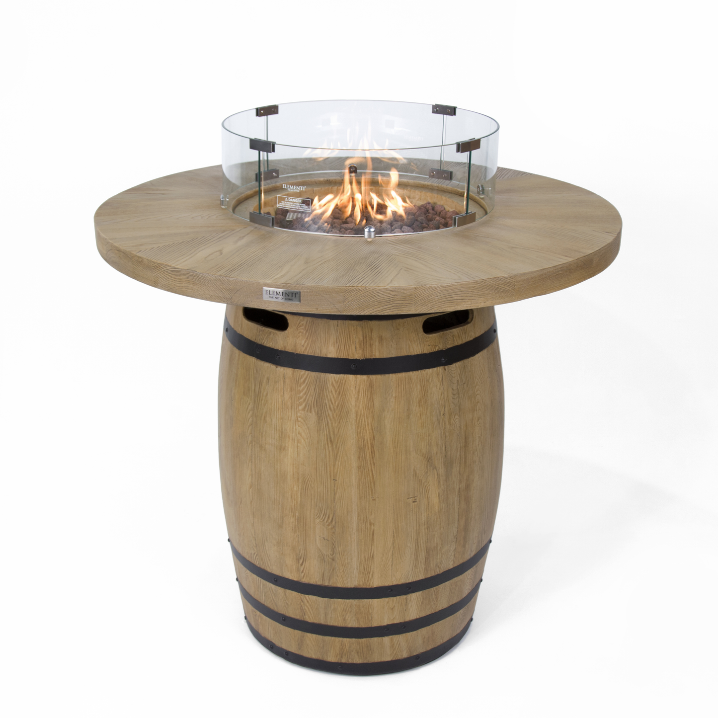 Elementi Lafite gas vuurtafel statafel ton-design grijs glasvezel beton vooraanzicht